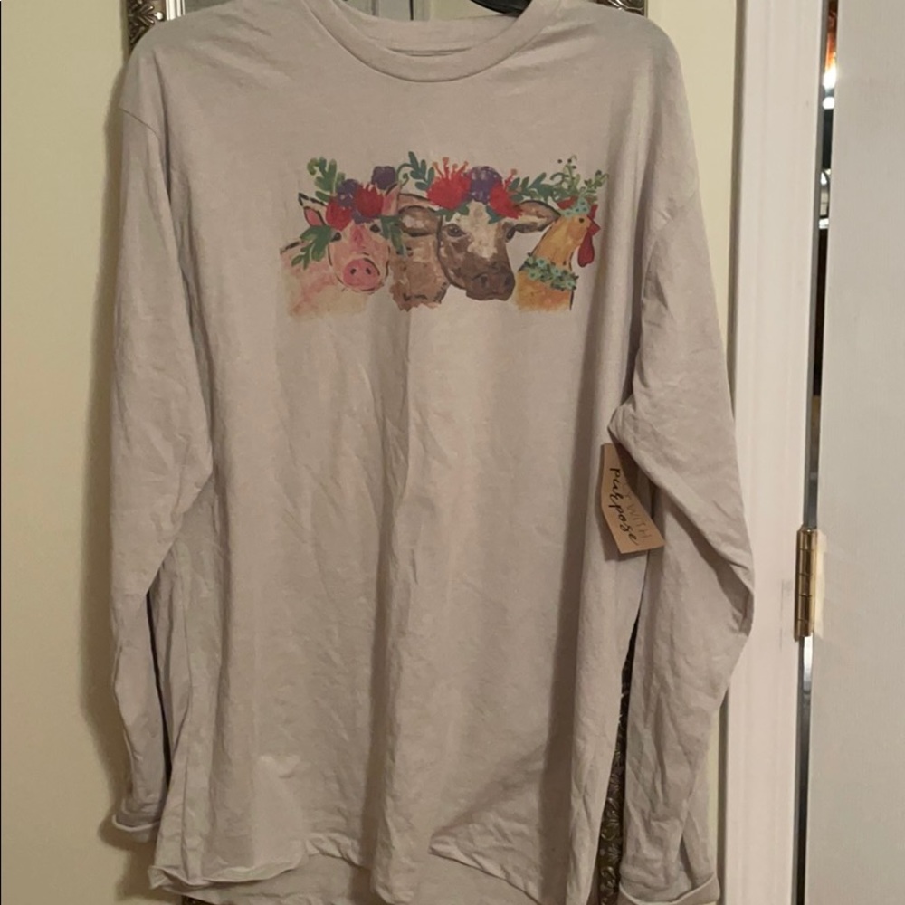 Farm Animals with Flower Crowns T-shirt. NWT